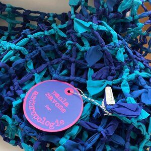 NWT Anthropologie Netted Throw Blue Navy Home Decor By Paola Navone